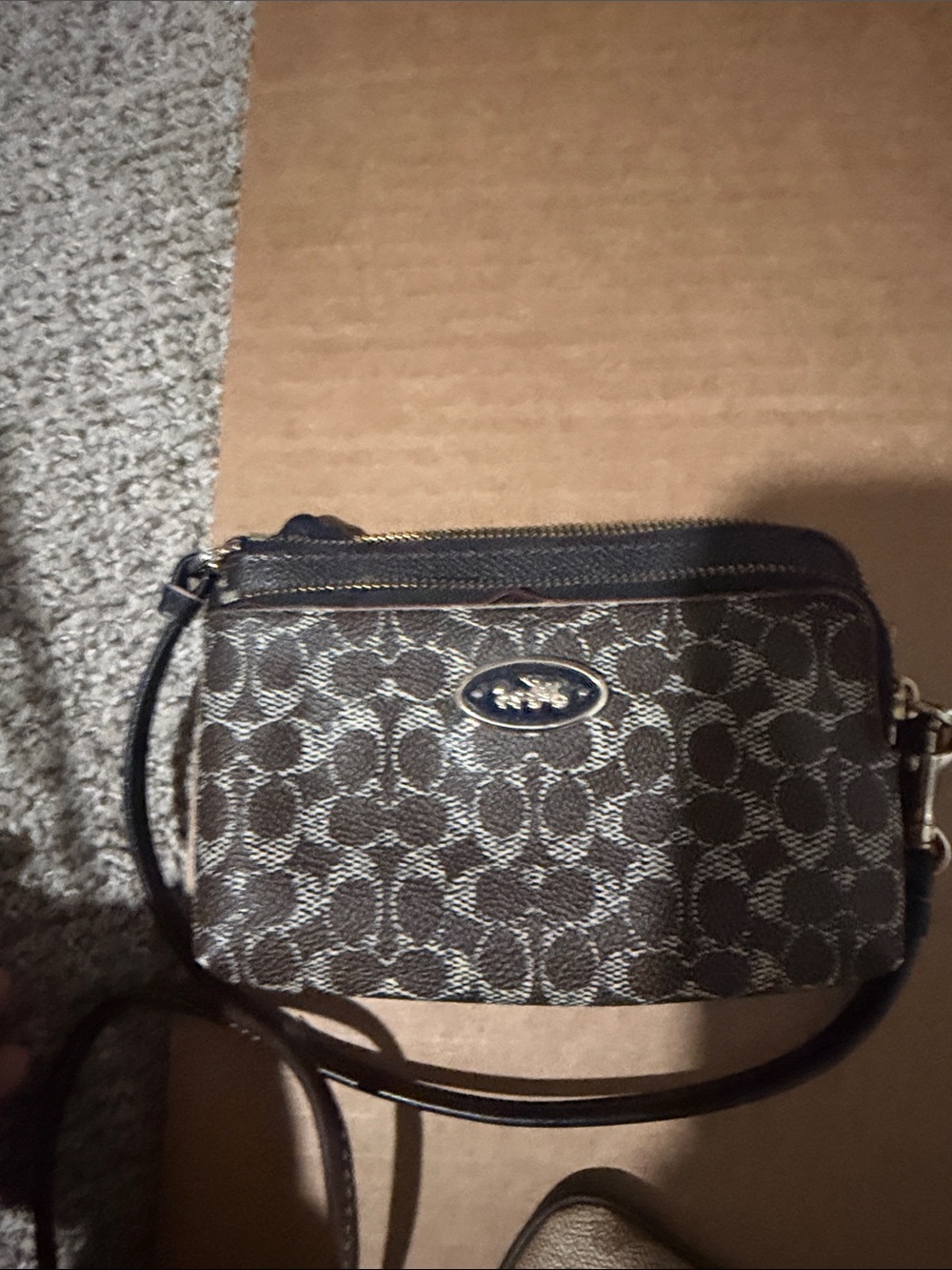 Coach Brown Signature Crossbody Bag with Gold-Tone Logo